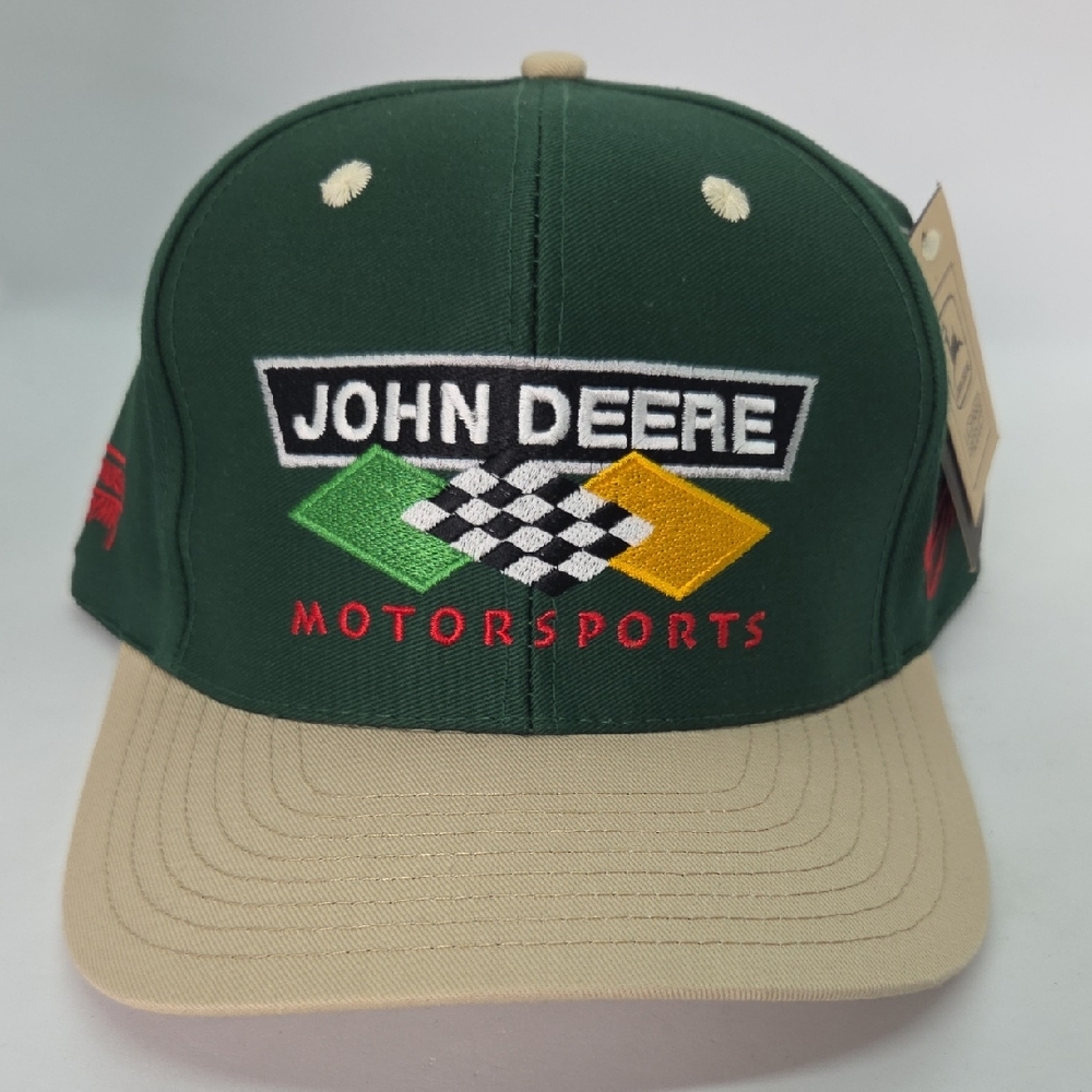 Vintage John Deere Chad Little Green and Beige Motorsports Snapback Hat NWT